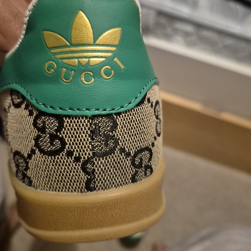 Gucci X Adidas Gazelle Green and Beige Sneakers